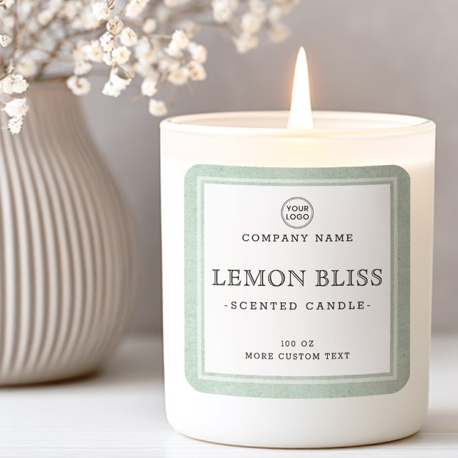 Étiquette de produit carré à texture verte pâle (Light green texture border square product label)