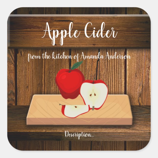 Étiquette de produit carré au cidre de pomme (Devant)