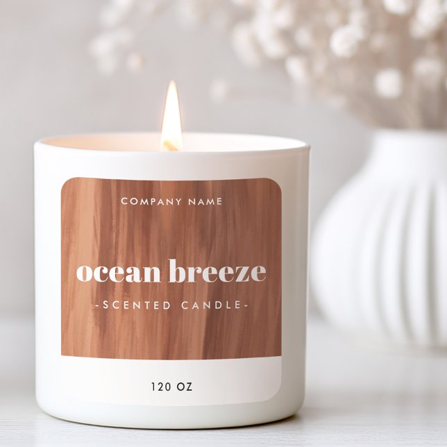 Étiquette de produit carré brosses marron en terre (Terracotta brown brushstrokes square product label)