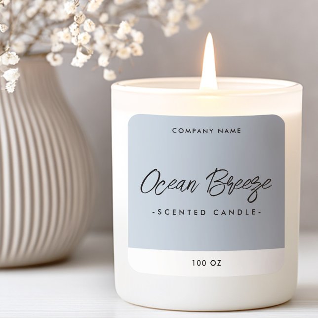 Étiquette de produit carrée bleu poussiéreux clair (Minimal light dusty blue square product label)