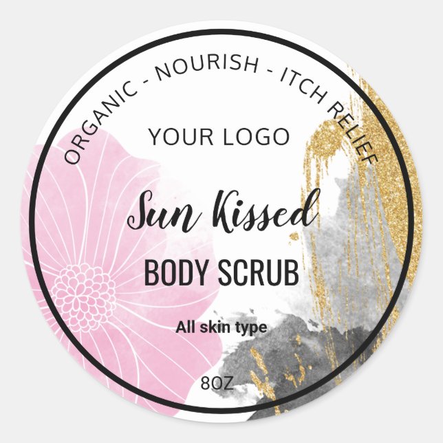Étiquette de produit cosmétique avec fleurs de cou (Devant)