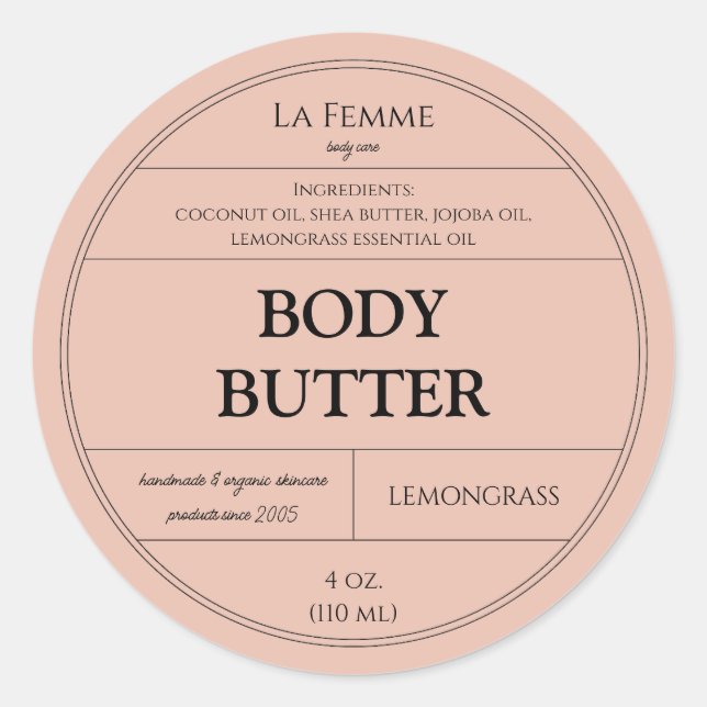Étiquette de produit cosmétique rose millénaire mi (Devant)