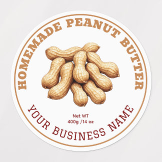 Étiquette de produit de beurre de cacahuète fait m