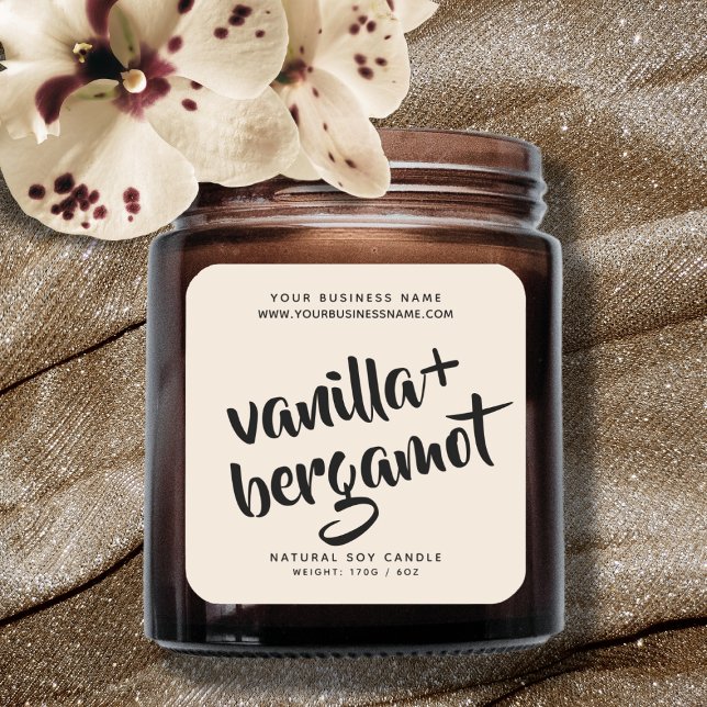 Étiquette de produit de bougie beige moderne (Créateur téléchargé)