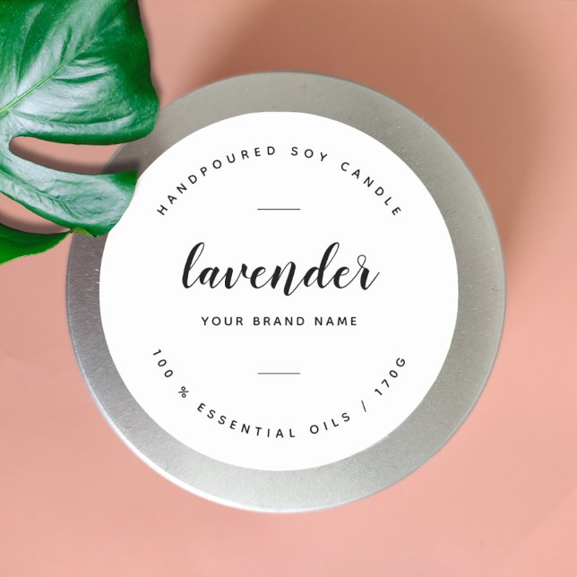 Étiquette de produit de bougie d'emballage blanc p (Créateur téléchargé)