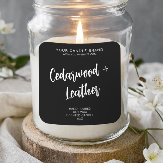 Étiquette de produit de bougie moderne noire minim (Créateur téléchargé)