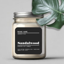 Étiquette de produit de bougie moderne noire minim