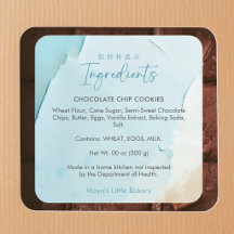 Étiquette de produit de boulangerie océan bleu abs