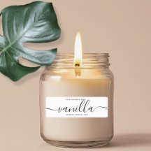 Étiquette de produit de chandelle à script blanc m