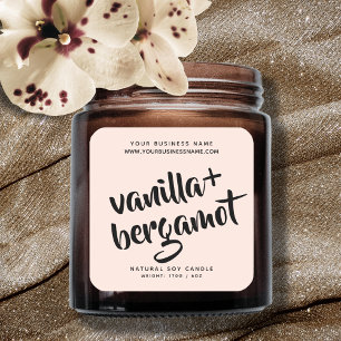 Étiquette de produit de chandelle rose vif moderne