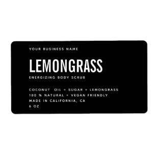 Étiquette de produit de gommage noir blanc moderne