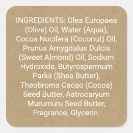 Étiquette de produit de la liste des ingrédients d