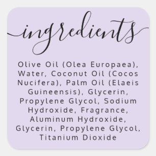 Étiquette de produit de la liste d'ingrédients de 
