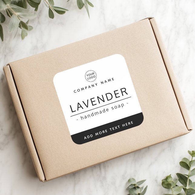 Étiquette de produit de logo minimal moderne noir  (Black and white modern minimal logo product label)