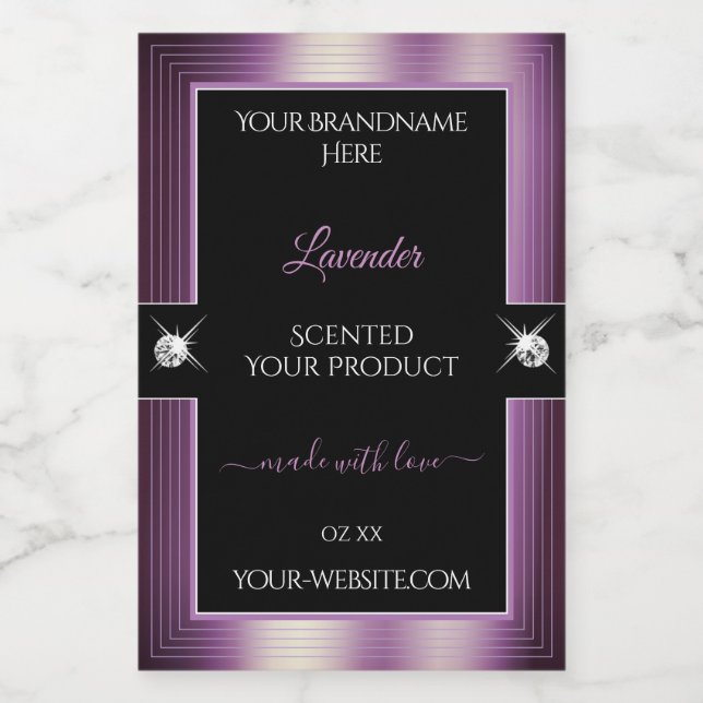 Étiquette de produit de luxe noir violet brillant  (Étiquettes simples)