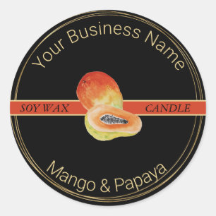 Étiquette de produit de mangue et de bougie noir e