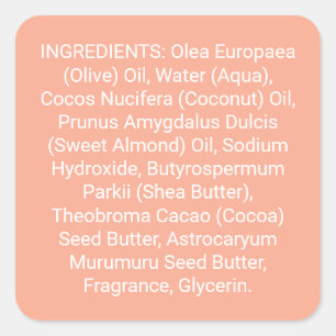 Étiquette de produit de savon ou d'ingrédients de