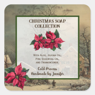 Étiquette de produit de savon Vintage de Noël fait