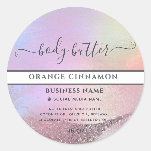 Étiquette de produit de script or holographique ab (Devant)