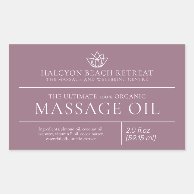 Étiquette de produit d'huile de massage de beauté (Devant)