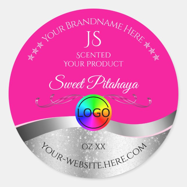 Étiquette de produit du logo en argent rose chaud (Devant)