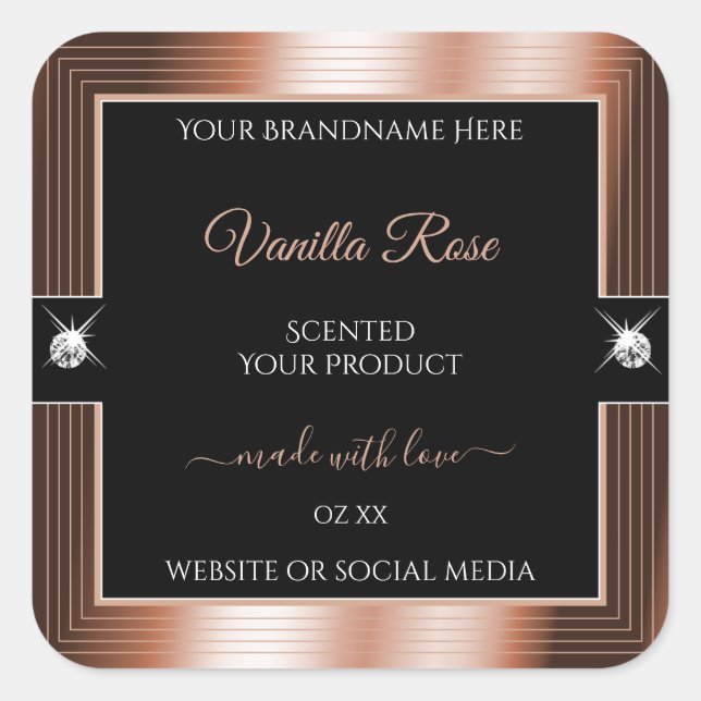 Étiquette de produit Elegance Black Rose Gold Bril (Devant)