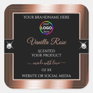 Étiquette de produit Elegance Black Shiny Rose Gol