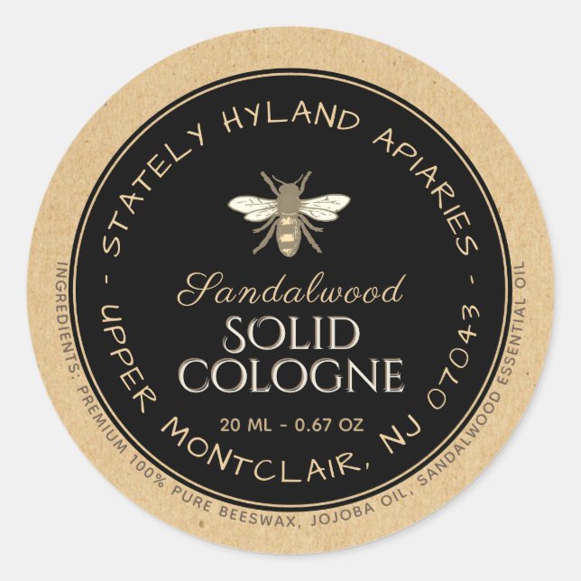 Étiquette de produit en cire d'abeille Kraft écrit (Devant)