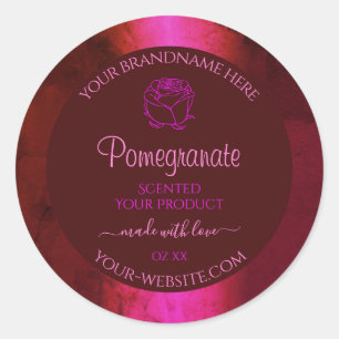 Étiquette de produit en marbre rouge rose chatoyan