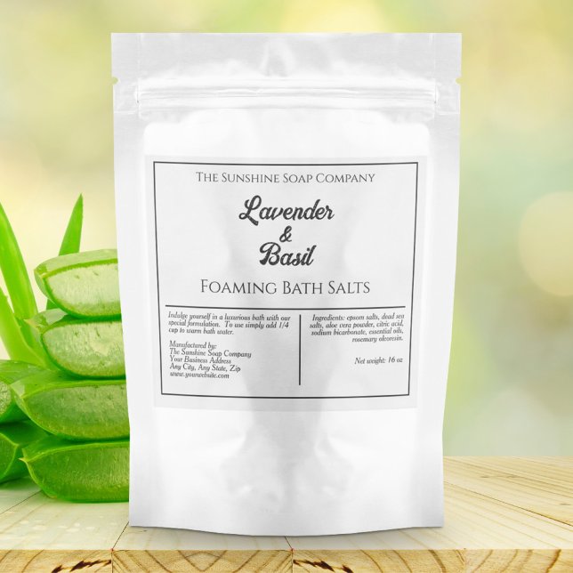 Étiquette de produit étanche blanc et noir simple (Créateur téléchargé)