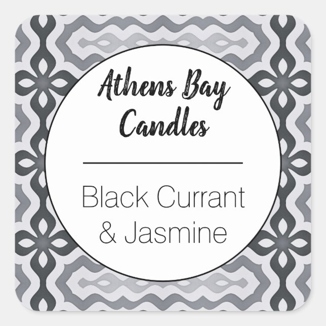 Étiquette de produit géométrique noir et blanc (Devant)