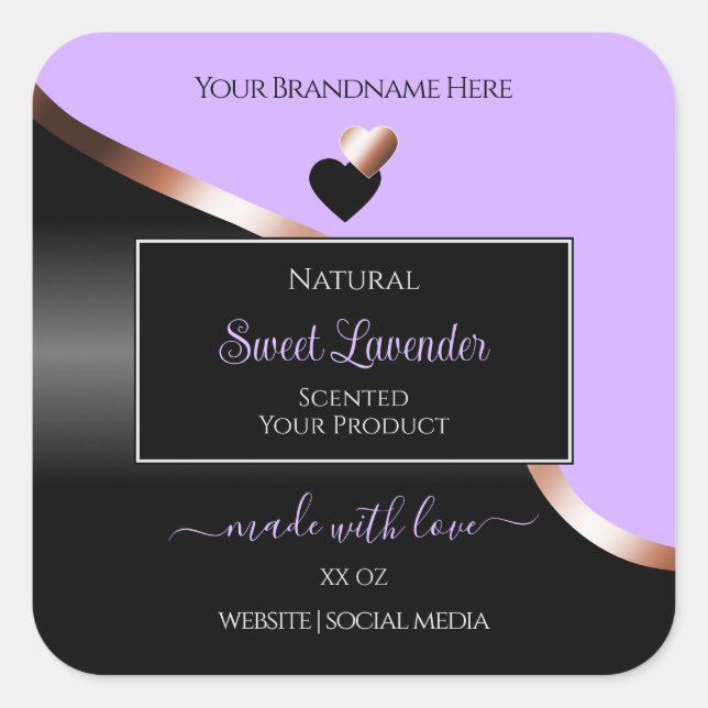 Étiquette de produit Lavender Black Wavy Rose Gold (Devant)