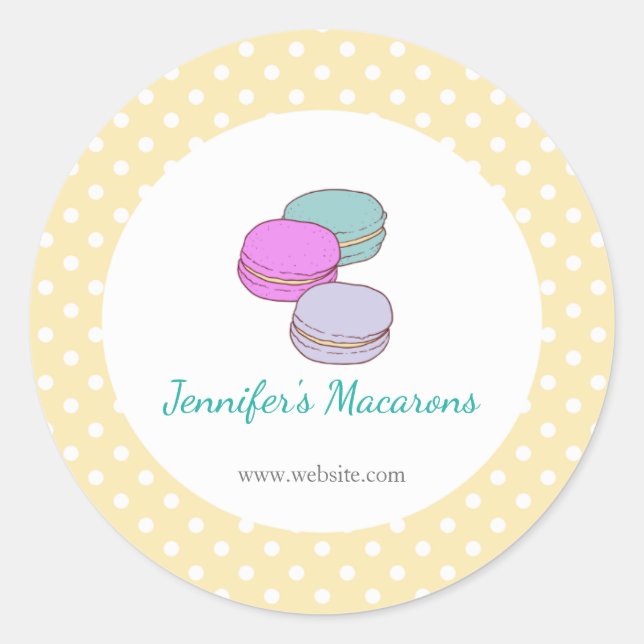 Étiquette de produit Macaron CUTE Pois jaune (Devant)