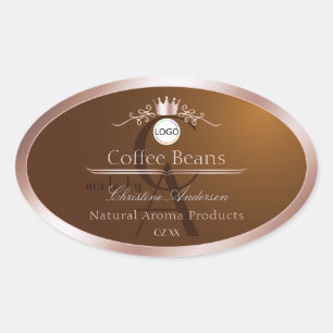 Étiquette de produit marron Cadre Rosegold Logo Mo