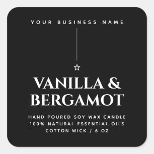 Étiquette de produit minimaliste à bougie noire