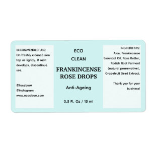 Étiquette de produit minimaliste Aqua Oil Dropper