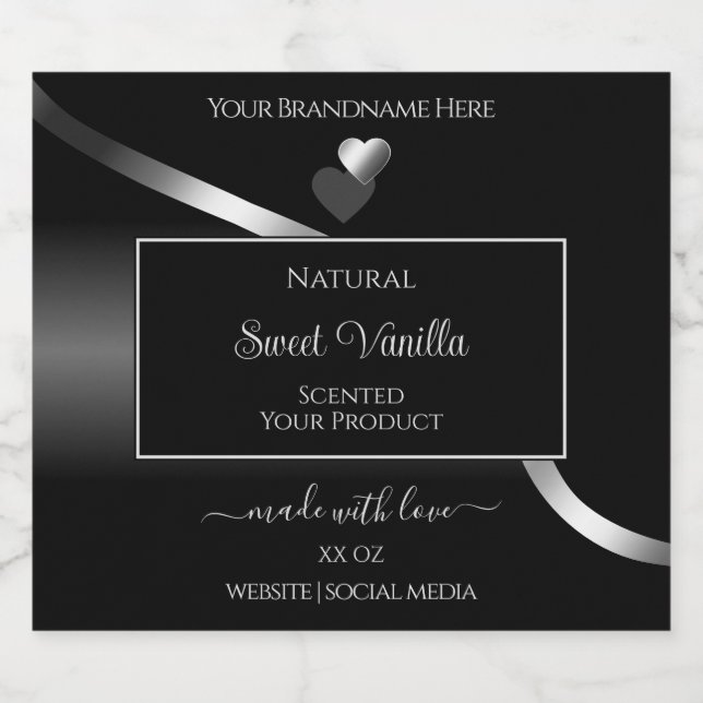 Étiquette de produit moderne Black Wavy Silver Coe (Étiquettes simples)