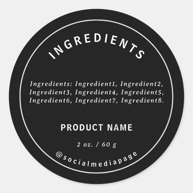 Étiquette de produit moderne blanc sur les ingrédi (Devant)