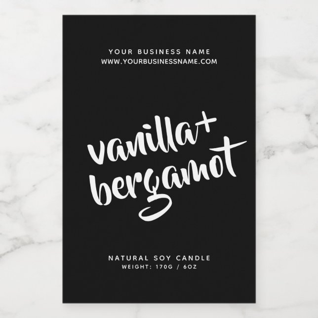 Étiquette de produit moderne en bougie noire (Étiquettes simples)