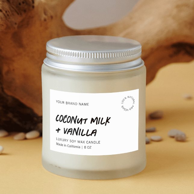 Étiquette de produit moderne simple noir blanc imp (Rustic minimalist rectangle product label with handwritten distressed style font)