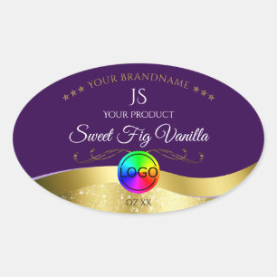 Étiquette de produit Monogramme de logo or violet