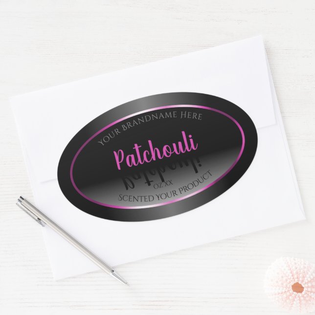 Étiquette de produit noir blanc Gamour rose violet (Enveloppe)