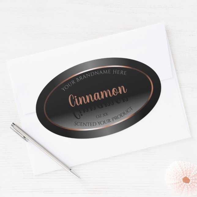 Étiquette de produit noir blanc Shimmery Rose Gold (Enveloppe)