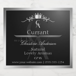 Étiquette de produit noir élégant monogramme à cad