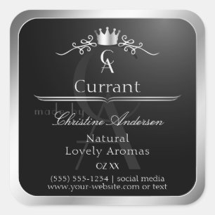 Étiquette de produit noir élégant monogramme à cad
