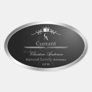 Étiquette de produit noir élégant monogramme à cad