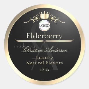 Étiquette de produit noir noble avec logo monogram