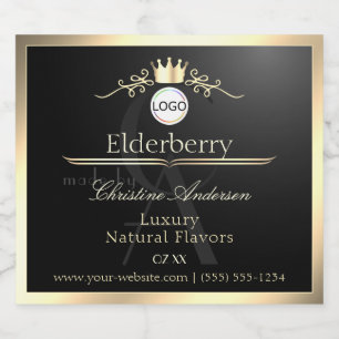 Étiquette de produit noir noble Logo à cadre doré