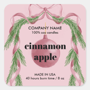 Étiquette de produit Pink Christmas Ribbon Wreath