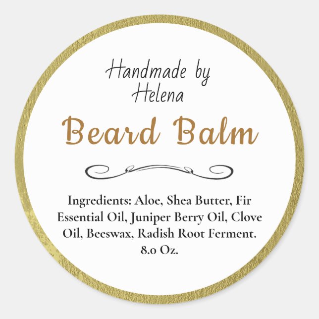 Étiquette de produit pour baume or simple (Devant)